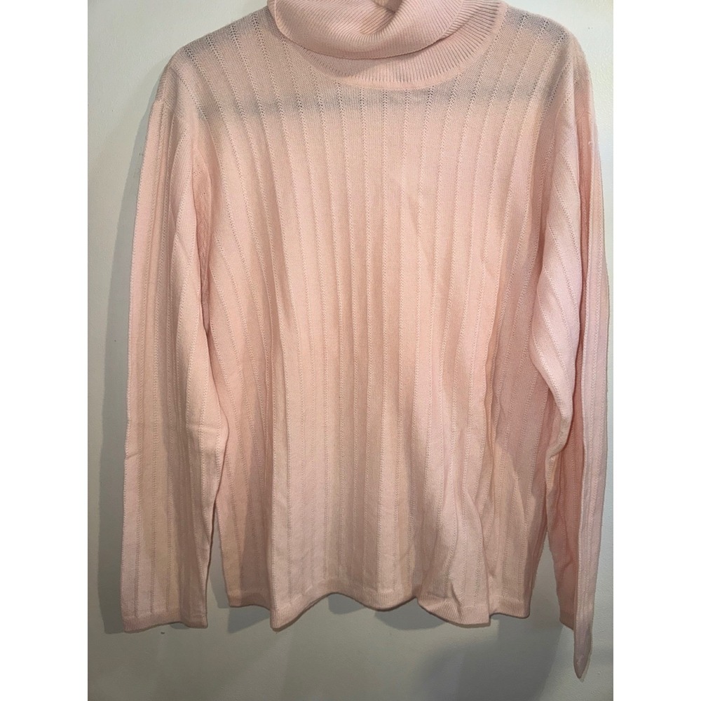 Talbots Pure Cashmere Turtleneck Sweater Pink Pointelle Rib Knit Size M NEW
